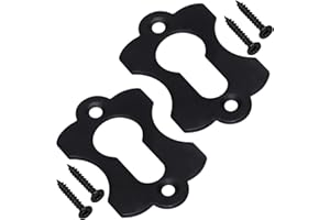 AERZETIX - C73732 - Par de 2 rosetas placas 60x38x2mm para cilindro perfilado - tapa orificio de llave - en metal - color negro - puerta rosetón herraje protección seguridad