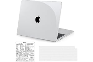 BlueSwan Custodia per 2023 MacBook Air 15 Pollici M2 A2941 con Touch ID, Cover Rigida Trasparente per 15,3" Retina Display, Adesivi con Scorciatoie da Tastiera, Copritastiera, Crystal Transparent