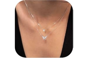 GEMAURA Layering Halskette Damen 14K Vergoldet Goldkette Damen Hypoallergene Doppel Silberkette Damen Halskette Damen Silber 925 mit Anhänger Schmuck für Frauen