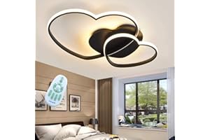 GHY LED Deckenleuchte Modern Liebe Herz Design Deckenlampe Warme Romantische Dimmbar Fernbedienung Kronleuchter Acryl Schirm Deckenlicht Wohnzimmerlampe Esszimmer Schlafzimmer Küchen Flur Lampen,Schwarz
