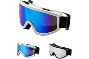 Youery Gogle narciarskie z powłoką zapobiegającą zaparowaniu, dla osób noszących okulary, kompatybilne z kaskiem, unisex, do aktywności na świeżym powietrzu, do sportów zimowych z wentylacją