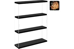 Nonemey Vetrina in Acrilico Trasparente a 3 Livelli,Teca Espositiva di Immagazzinaggio Vetrina Appesa alla Parete,Organizzatrice Antipolvere Vetrina Espositiva per Collezionismo(Nero,30*8.5*37.8 cm)