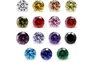 JINGANGZUO Round Cubic Zirconia Synthetic Gemstone Mix 15 Colors 5A Loose CZ Stone for Jewelry Making