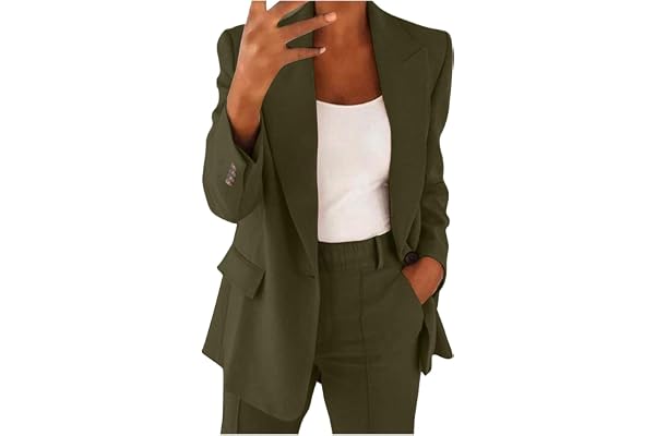 Elegant bröllopskostym för kvinnor, 2-delat set, långärmad blazer med knäppning, byxor med hög midja, för affärer, arbete, kontor, formella byxor, kostym, plusstorlek