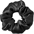LilySilk Hair Ties Pure Silk Charmeuse Scrunchy -Regular -Scrunchies For Hair - Silk Scrunchie For Women Soft Hair Care 1PC Black