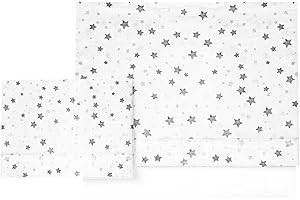 various - Set di lenzuola per lettino 60 x 120 cm, biancheria per culla, 100% cotone extra morbido in europeo-(basso+piano di lavoro+federa) stampa stella grigia/bianca