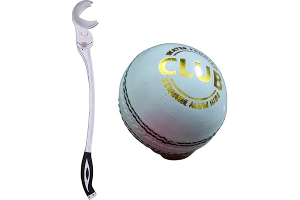 SL Adjustable Ball Thrower with 1 SL White Club Leather Cricket Ball Combo