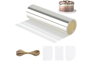 TUFA Torta Collare, Rotolo di Acetato Trasparente 25 CM x 10M, Colletto per Torta di Mousse, Acetato per Pasticceria, per Mousse, Cioccolato, Dessert, Decorazioni per Torte