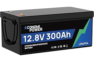 Lifepo4 Batterie 12V 300AH, EconomiPower 8000 Deep Cycle Lithium Eisenphosphat Batterie, eingebaut in 200A BMS, geeignet für Wohnmobile, Solaranlagen,Boote, Off-Grid