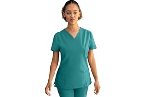 STENSO Nobby Elastic Scrub Top Women - Ladies Medical Tunic Stretch - Uniform Hospital Beauty Hair Salon