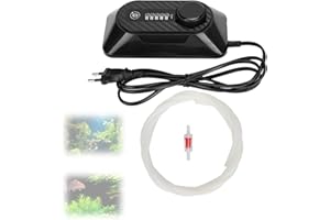 SALUTUY Bombas de Aire para Acuarios, 6W Mini Generador de Ozono per 1L-50L Acuario Bomba de Oxígeno Silenciosa, Silencioso Oxigenador Pecera with Manguera (Negro) (EU)