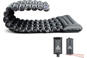 HIKENTURE Materassino isolante da campeggio con sacco a pompa, da campeggio, piccolo ingombro – materassino isolante ultraleggero, per attività all'aperto, trekking, campeggio, gonfiabile