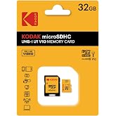 KODAK 32GB Micro SD UHS-I C10 U1 V10 Kart + SD Adapt&ouml;r, Sarı