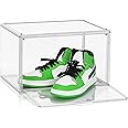 LENDIS Shoe Organizer Clear Stackable Acrylic Shoe Cabinet, Sneaker Storage Box Rack With Lid Shoe Box, Sneaker Hanging Bag Display Case, Easy To Assemble (1 Pack)