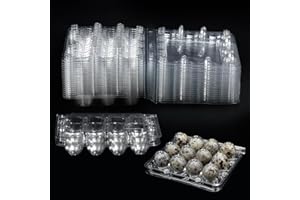 SLTAXAR 20 Stück Wachteleierschachteln 12 Gitter Wachtelei Schachteln Eierkarton Plastik Wachtelei-Kartons Transparente Wachteleierschachteln 12er Eierschalen mit Deckel für Wachteleier Kleine Eier