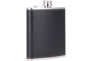 TOX TANEAXON TANEAXON Petaca de Licor Cuero Artificial de Whisky de Acero Inoxidable de Gran Capacidad 18 onzas Negro