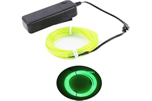 CAM2 5 m Neon Lights Battery Operated Wire High Brightness Electroluminescence Multi Colours EL Wire for Christmas Party Indoor Outdoor Decoration Wedding Pub (Neon Green)