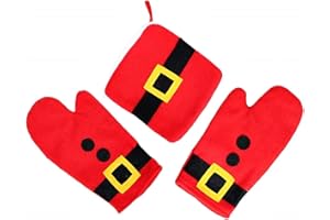 KIRALOVE Presine natalizie da cucina - rosso - confezione 2 guanti - una presina antiscivolo - idea regalo originale - ottima qualita