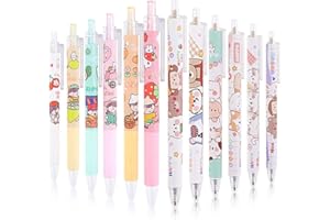 SHAIDOJIO 12 Stylo Gel Kawaii, Stylos Kawaii Cartoon, 0.5mm Mignon Stylo-Bille pour Enfants Cadeaux de Bureau, Cadeau Etudiant, Journal D'écriture, L'école, La Maison, Bureau(Set C)