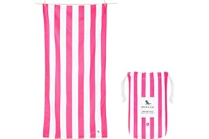 Dock & Bay Toalla de Playa - Secado Rápido, Sin Arena - Compacto, Ligero - Materiales 100% Reciclados - Incluye Funda - Cabana - Phi Phi Pink, Large (160x90cm, 63x35)