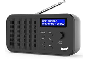 PINCI Radio DAB DAB+FM Digital Radio, Portable USB Rechargeable Digital Radio, 10 Preset Transmitters, with LCD Display, Headphone Jack, Suitable for Living Room, Study, Kitchen, Travel, Black