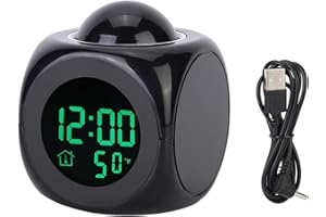 VIFERR Alarm Clock LED Projector Alarm Clock Multifunctional Digital Clock with Temperature Display Voice Talking Wall Projection Clock for Bedroom Office Home Decor
