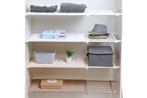 HOMIXES DIY Mensola Armadio Regolabile Estensibile Scaffale Telescopico Separatori per Armadio Rack di stoccaggio per Frigoriferi Bagni Credenze