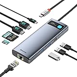 Baseus USB C HUB Dual 4K HDMI Display, 9 in 1 USB C Docking Station 2 HDMI Dual Monitor, Gigabit Ethernet, 100W PD, SD/TF Car