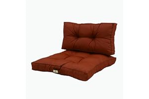 deco arts Coussins pour Salon de Jardin - Coussins extérieur - 60x60 cm - Coussin de Remplacement pour Fauteuil, Banc & Chaise d'extérieur - Imperméable, Confortable & capitonné - Terracotta