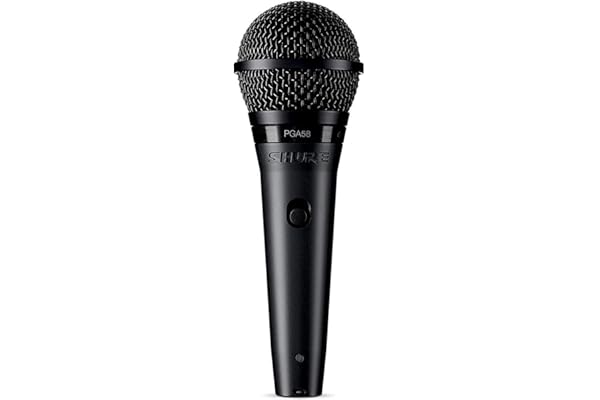 Shure PGA58 Microphone Dynamique - Mic de Poche pour Voix avec Motif de Ramassage Cardioïde, Interrupteur On/Off Distes