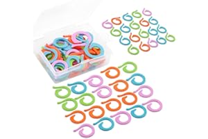 Doxiru 40 Stück Häkelmaschenmarkierer, 20 Stück klein + 20 Stück groß Maschenmarkierer-Ring mit Kunststoffbox, bunter Strick-Häkel-Markerring aus Kunststoff, gestrickter Split-Ring für DIY-Handwerk