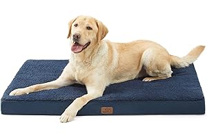Bedsure Cama Perro Ortopética Extra Grande - Colchón Perro Lavable y Desenfundable, Cojín Perro Viscoelástica con Espuma de Caja de Huevos, Azul Marino, XL, 112x81x7.6 cm