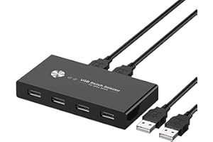 RYBOZEN USB Switch Selector, 2 Computers Sharing 4 USB Devices/PC One-Button Swapping, USB 2.0 Peripheral Switcher Hub for Mouse, Keyboard, Scanner, Printer, Flash Disk - Amazon Vine