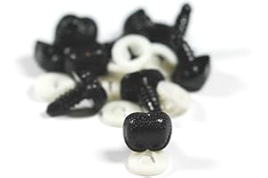 celloexpress Black Animal/Dog Nose 9mm x 7.5mm Plastic Backs - Teddy Bear & Soft Toy Making Detailed Nose - Pack of 10