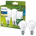 PHILIPS Ultra Efficient - Ultra Energy Saving Lights, LED Light Source, 60W, E27, A60, Frosted Glass, Warm White Light, 2700 Kelvin, non dimmable, 2-Pack