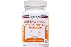Ginseng Rouge de Corée - Racine - Haut Dosage 1000mg - Ginsénosides 12.5mg - 120 Gélules / 2 Mois - Extrait Naturel Panax Meyer - Anti Stress & Booster d’Energie - Laboratoire Français MIRONLAB