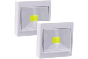 Jandei – Pack 2x Luces Nocturnas LED 110-120 Lúmenes. Iluminación Auxiliar de Pasillo, Dormitorio, Salón, Cocina, Armario - Funcionan con Pilas AAA no incluidas (Interruptor)