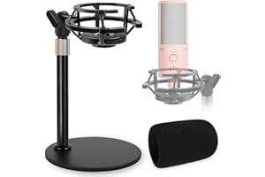 Stojak mikrofonowy na biurko z uchwytem przeciwwstrząsowym, nakładka z pianki, regulowany uchwyt na mikrofon redukuje hałas wibracyjny dla Razer Seiren X, Frgyee