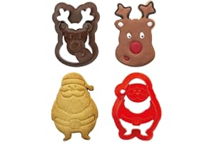 Decora 0255095 Set 2 Tagliapasta Babbo Natale E Renna, In Plastica, Ideale per Creare Decorazioni in Pasta di Zucchero o di Gomma, Made in Italy, Design originale. Confezione da 2 pezzi