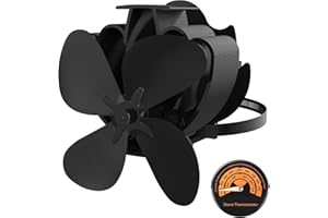 VAZILLIO Ventilateur de cheminée magnétique silencieux Ventilateur Poele à Bois avec plaque de déviation modifiée pour cheminée, poêle, bois, tuyau de poêle