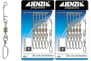 blntackle76 Set: 2 Packungen (10 Wirbelkarabiner) knotenlos Schnur-verbinder snap mit Wirbel Karabiner von Jenzi + gratis Petri Aufkleber