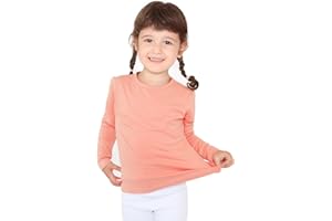 Lilax Girls' Basic Long Sleeve Round Neck Cotton T-Shirt