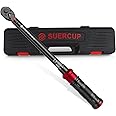 SUERCUP 3/8-inch Drive Torque Wrench - 10-110 ft.lb/13.6-149.2Nm, Dual-Direction Adjustable 72 Tooth Click Torque Wrench for Bicycle, Moto and Car Maintenance