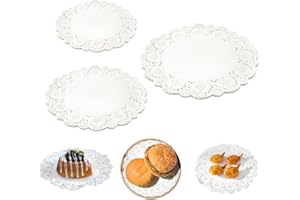 JYNVO 150 Fogli di Carta Pizzo Bianco Rotondo Centrini di Carta per Torte, Dessert, Cupcake, Snack, Pizza, Ciambelle, Biscotti, Cibi Fritti (4.5/5.5/6.5 Pollici)