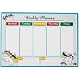 The Rosette Imprint Magnetic Weekly Planner for Kids – Interactive Wall Calendar for Children and Teenagers – Easy-to-Use Reusable and Fun Scheduling Tool - Unicorn Design
