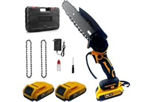 MOKEKA Mini Motosega a Batteria per Potatura 6 Pollici - Motosega Elettrica con Pompetta Olio - Sega Elettrica per Giardino e Taglio Legno
