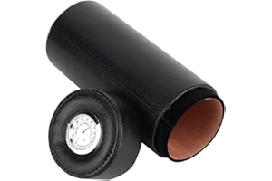 Tragbare Zigarren Humidor Aufbewahrungstopf Handgemachte Zedernholz Zigarren Humidor PU Leder Zigarren Aufbewahrungsbox mit Hygrometer(Schwarz)