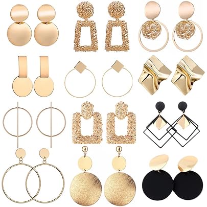 Orecchini Senza Buco Set 9 Orecchini Clip Bohemien - Argento E Oro, Legno, Anallergici, Perfetti Per Ogni Look Orecchini Con Clip - 4