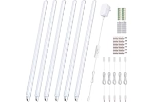 Cefrank Iluminación LED Gabinetes 6-Paquetes Barras Luz de 30cm que Se Pueden Enlazar Siniestramente para Gabinetes, Cocina, Estante, Banca de Trabajo, Armario, Iluminación 1200 Lumens, Blanc 6000K