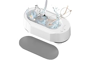 TPLTECH Ultrasonic Cleaner, Portable Low Noise Glasses Cleaner 45KHZ ABS Jewelry Ultrasonic Cleaner for Glasses, Watches, Earrings, Ring, Necklaces, Coins, Razors
